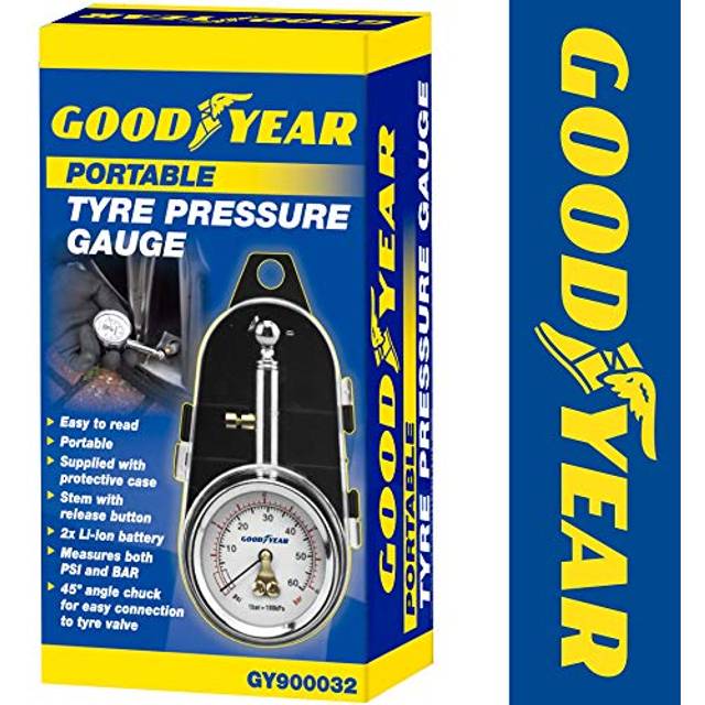 Goodyear Professional Heavy Duty Tyre Pressure Gauge with Large Dial Air Measurement PSI/BAR Release Button Car Motorbike Motorcycle Bike Bicycle Van
