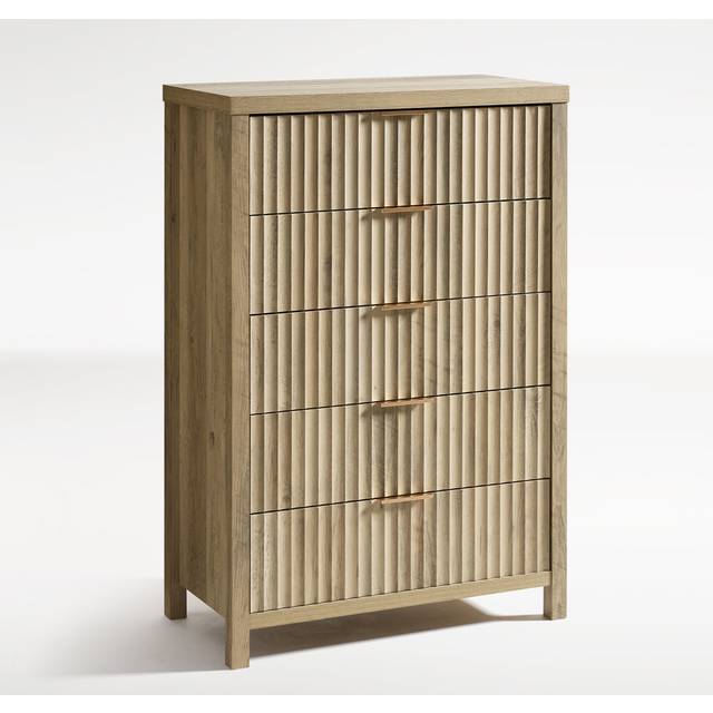 Arrilla 5 Drawer 77.5cm W Chest - Sand Oak (114.3cm H X 77.5cm W X 39.1cm D)