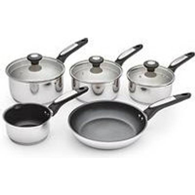Morphy Richards 5 Piece Pouring Spout Stainless Steel Pan Set In Silver - Large