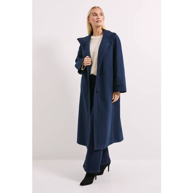 Debenhams Principles By Wallis Funnel Neck Button Coat In Navy - navy - 12