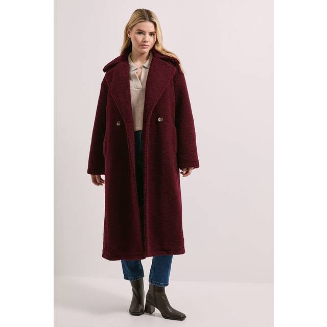 Dorothy Perkins Cosy Teddy Oversized Coat In Burgundy - burgundy - 8