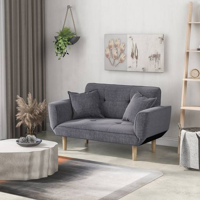 2 - Seater Modern Simple Gray Flannel Sofa Bed - Light Grey (177.8cm H X 317.5cm W X 154.94cm D)
