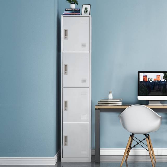 4-Tier Metal Vertical File Cabinet with Lock - White (179.5cm H X 38cm W X 44.7cm D)