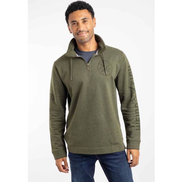 Weird Fish Men's Oakville 1/4 Zip Graphic Sweatshirt in Dark Green | Size: Small