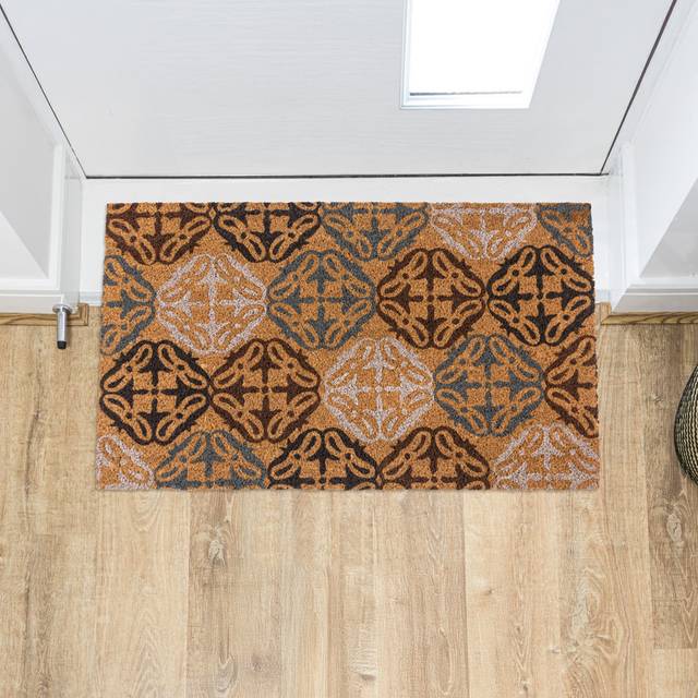 Latex Backed Eco-Friendly Coir Doormat Tiles - 45x75cm approx. - Natural/Brown (45cm W X 75cm L)