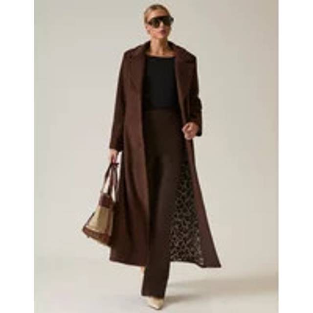 James Lakeland Women's Long Brown Classic Coat in Dark Brown | Size: 10