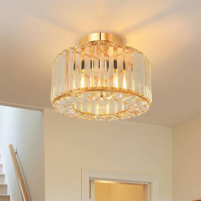 Modern Semi Flush Mount Fittings Ceiling Lamp Fixture - Gold (19.5cm H X 26.5cm W X 26.5cm D)