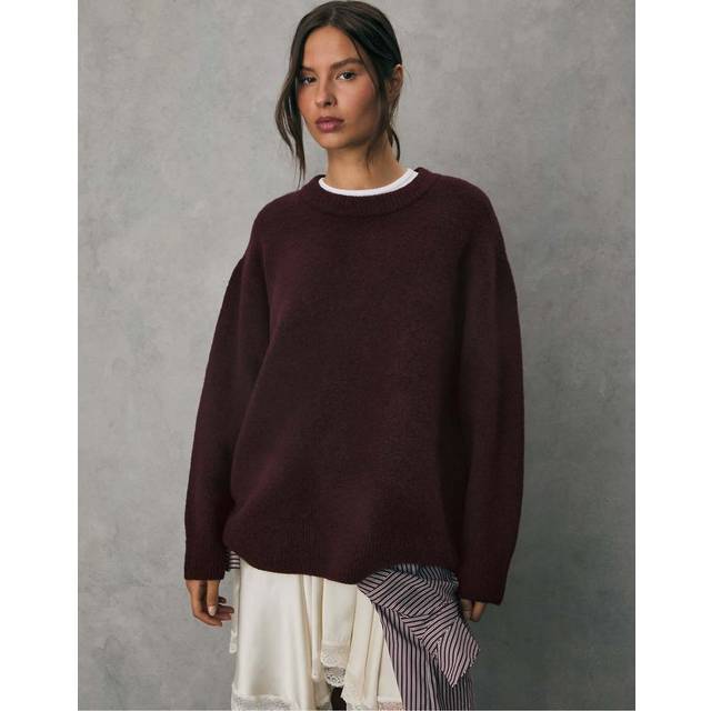 Stradivarius Soft-touch knit sweater AUBERGINE XS