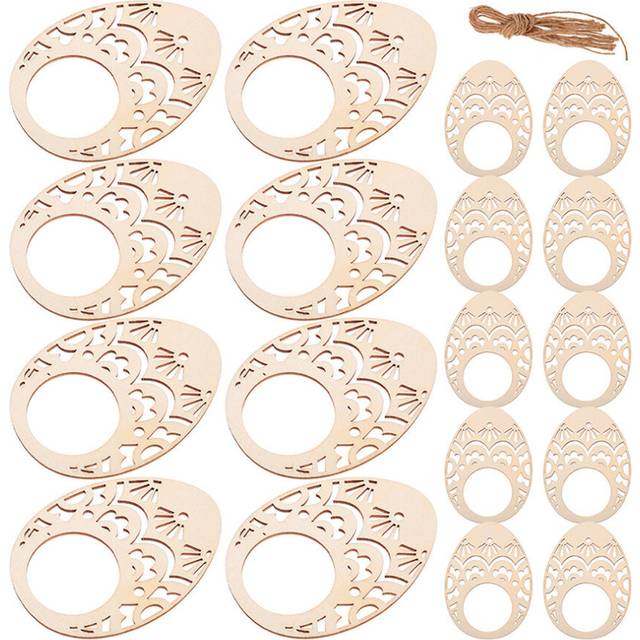 Hotel Napkin Holders Easter Egg Shaped Napkin Ring Wood 30pcs