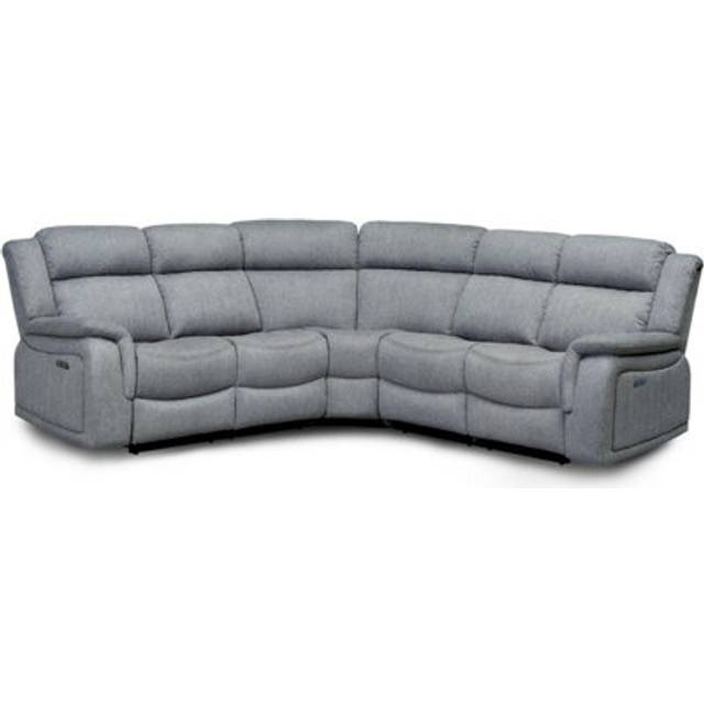 Furnishings For Less UK Linden Leather Aire Fabric Manual Reclining Sofa L Shape 5 Seater - One Size