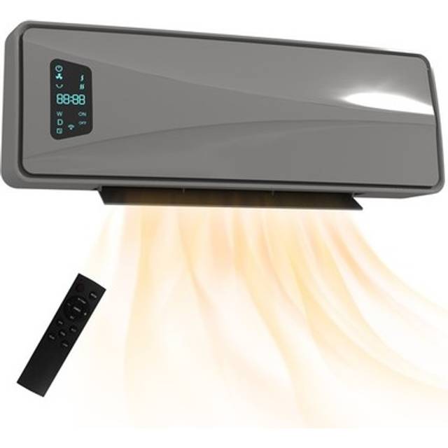 Homcom 2000w Ceramic Electric Heater With Fan, Wall Heater, Grey