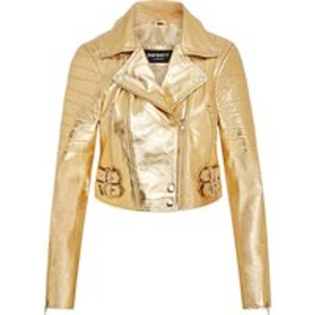 Infinity Leather Brando Cropped Leather Jacket-Longtown In Gold - 22