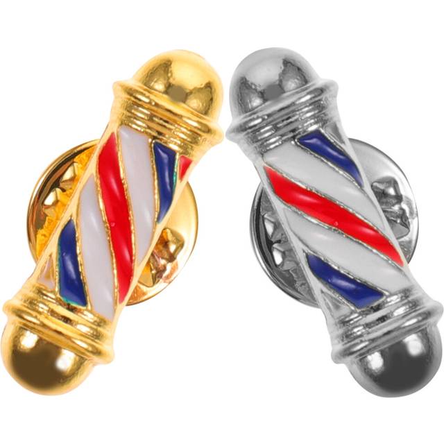 2Pcs Creative Barber Shop Pole Pin Light Brooch Lapel Pin