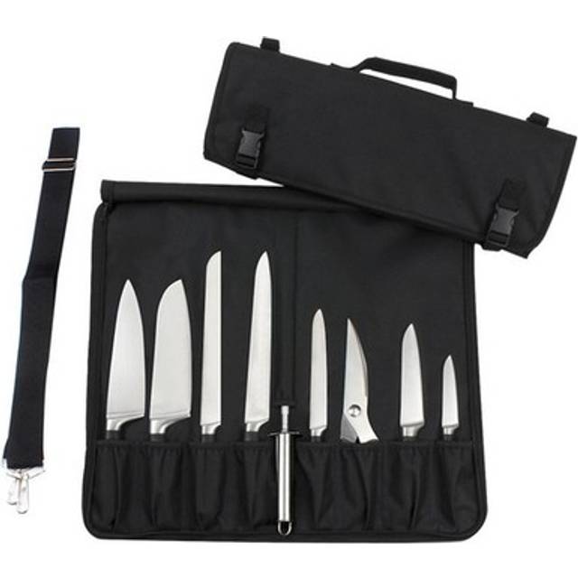 Knife Case, Chef s Knife Roll Bag with Durable Shoulder Strap and Handle, Portable Knife Bag Meat black