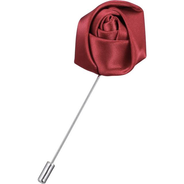 Lapel Pin Rose Flower Boutonniere Cloth Wine Red 1set