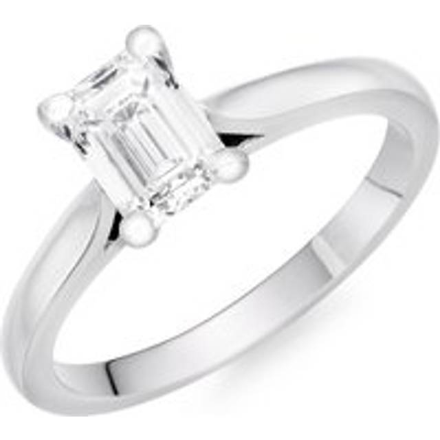 Once Platinum Emerald Cut Diamond Solitaire Engagement Ring - Silver