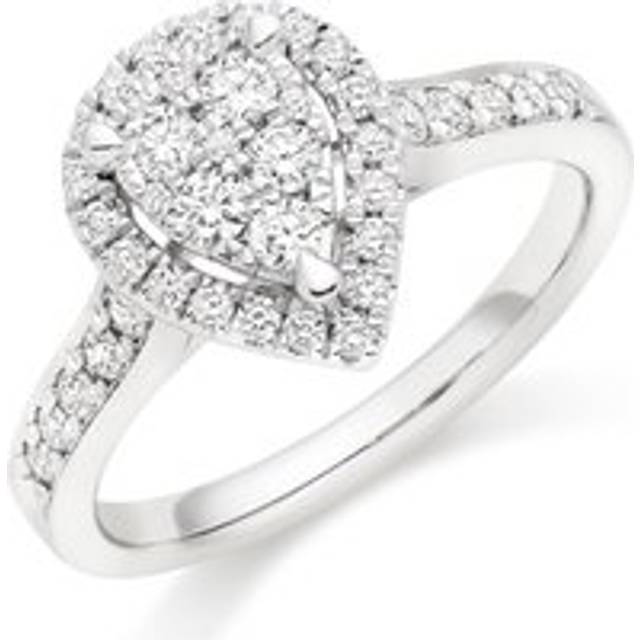 Platinum Diamond Pear Shaped Cluster Halo Ring - Clear