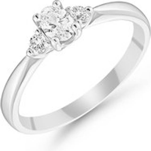 Platinum Diamond Oval Shaped Three Stone Engagement Ring