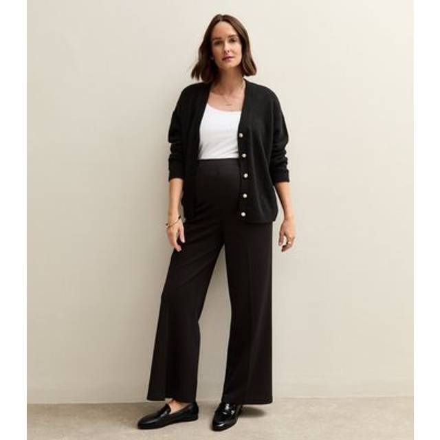 New Look Women's Maternity Black Jersey Wide Leg Trousers - UK 10