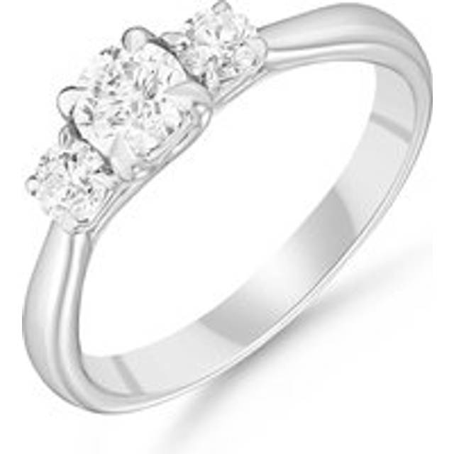 Platinum Three Stone Diamond Engagement Ring - Silver