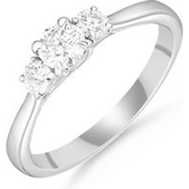 Platinum Three Stone Diamond Engagement Ring - Silver
