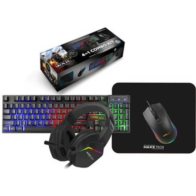 Maxx Tech 4 in 1 RGB Gaming Starter Kit Keyboard, Mouse, Pad & Headset