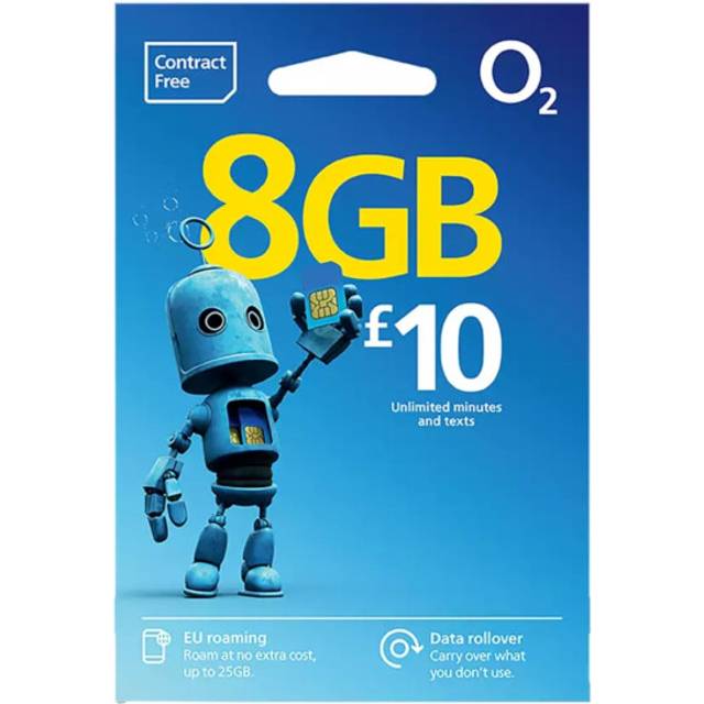 O2 Pay As You Go Sim Card, blue