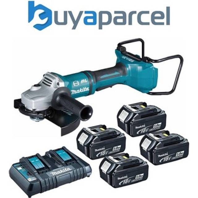 "Makita DGA900PT4 18v / 36v Cordless Brushless 230mm 9"" Angle Grinder - 4 X 5.0ah"