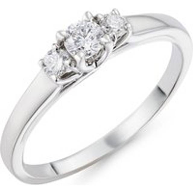9ct White Gold Diamond Three Stone Engagement Ring - Gold/White Gold