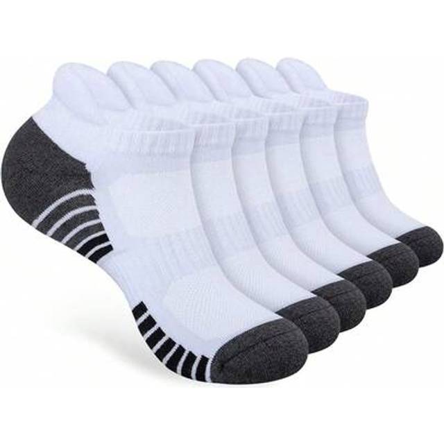 SHEIN RUIXUE Mens Running Socks, Cushioned Sports Socks Anti-Blister Cotton Trainer Socks For Men Women Ladies Low Cut Breathable Athletic Ankle Socks (6 Pa