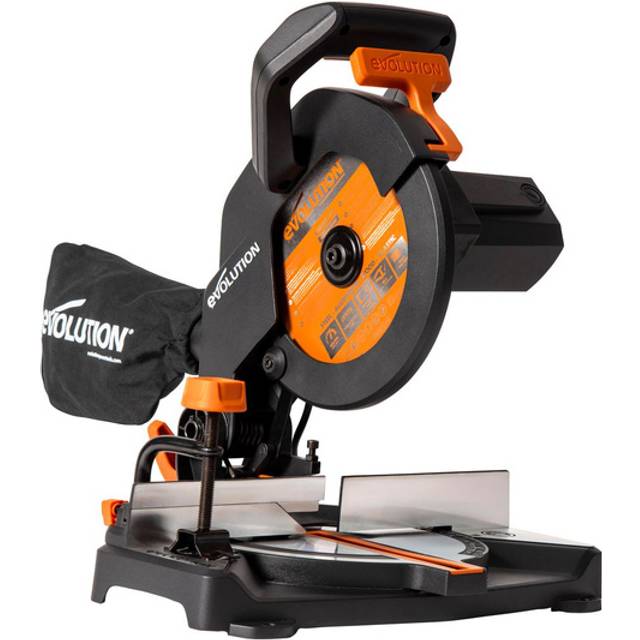 Evolution TSR210CMS 210mm Multi-Material Compound Mitre Saw 240V in Black Plastic