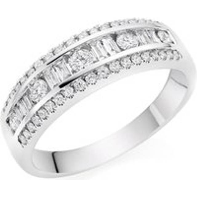 18ct White Gold Diamond Three Row Half Eternity Ring