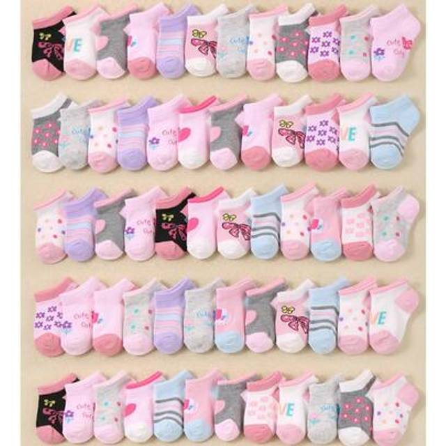 SHEIN 24-Pair Pack Of Baby Girl And Toddler Socks With Adorable Cartoon Animals - Butterflies, Rabbits, Hearts & Flowers. Fun, Unique Patterns, Skin-Friendl