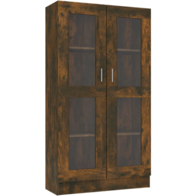 Vidaxl Vitrine Cabinet Smoked Oak 82.5X30.5X150 Cm Engineered Wood - One Size