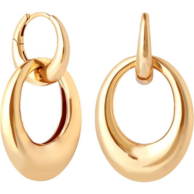 Astrid & Miyu Dome Link Hoop Earrings, Yellow Gold