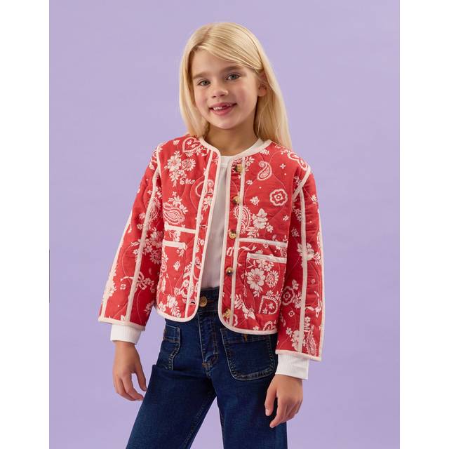 Angels by Accessorize Kids' Cotton Paisley Jacket, Red