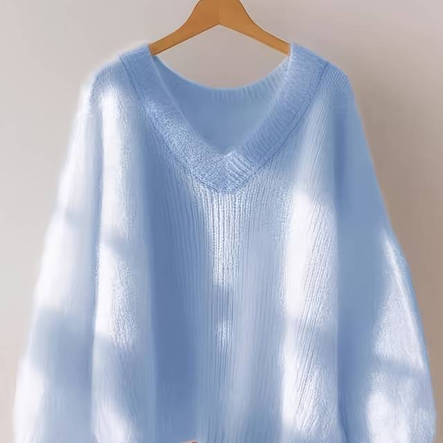 TEMU Plus Size - Plus Size Women's V-neck Cable Sweater - Cozy Oversized Pullover With Button Detail, Light Pink, Casual Fall/winter Top For Women, Sweater Dress