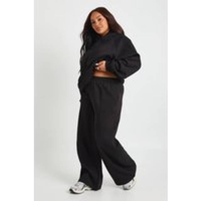 Womens Plus Core Basic Pintuck Detail Straight Leg Jogger - Black - 16, Black