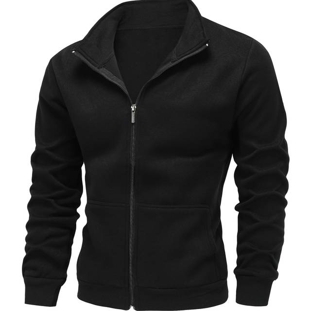 TEMU Men's Zip-up Hoodie - Cozy Fall & Winter Casual Jacket With Front Pockets, Long Sleeves, And Drawstring Hood, Hooded Sweatshirt, Autumn Outerwear, Durable Fabric