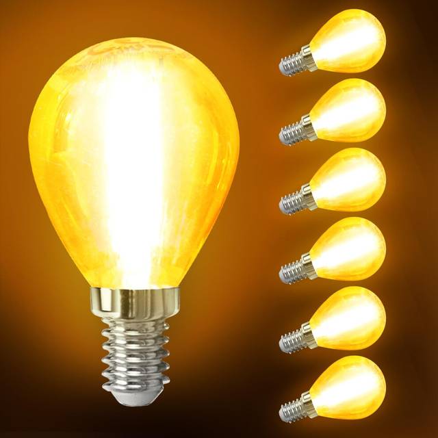Aigostar E14 LED Bulb 6W 660LM, E14 Small Edison Screw Light Bulb 2200K Amber Warm White, Vintage Filament Bulbs 51W Equivalent, Energy Saving Golf B