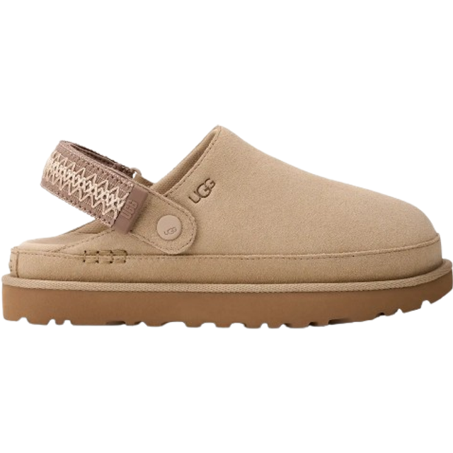 UGG® Goldenstar braid Clog in Brown, Size 7.5, Suede/Polyester - Mustard Seed