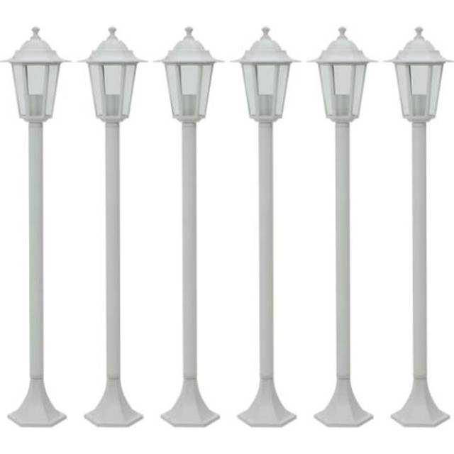 vidaXL Garden Post Lights 6 pcs E27 110 cm Aluminium White