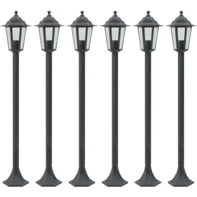vidaXL Garden Post Lights 6 pcs E27 110 cm Aluminium Dark Green