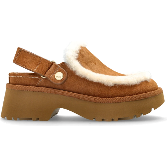 UGG® Esmee Clog in Brown, Size 5, Suede/Polyester/Leather - Chestnut