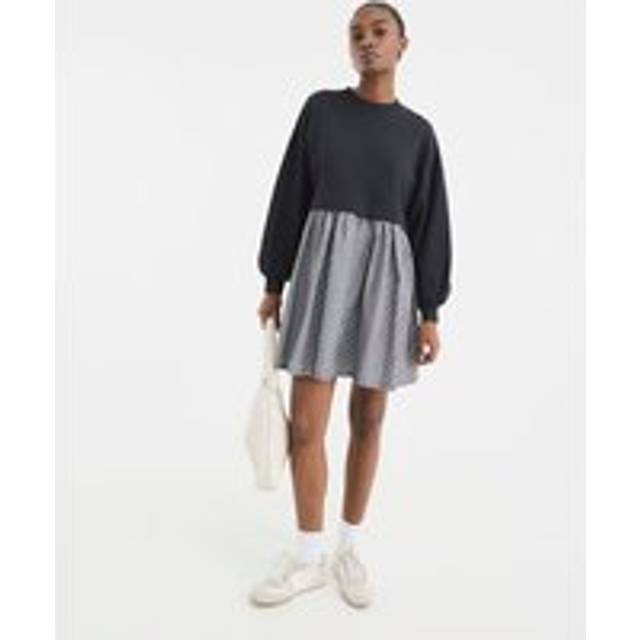 River Island Womens Black Hybrid Stripe Sweatshirt Mini Dress - XL