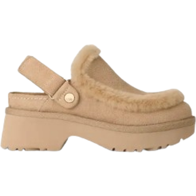 UGG® Esmee Clog in Brown, Size 4, Suede/Polyester/Leather - Mustard Seed