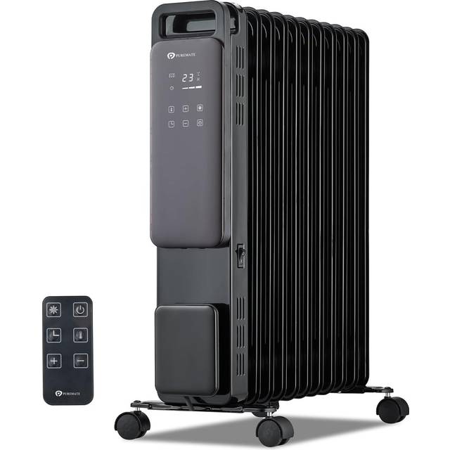 Puremate 2500W Digital Oil Filled 11 Fin Radiator - Black - One Size