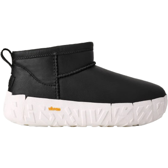 UGG® Classic Ultra Mini Wrap Tech Noir Boot in Black/Jasmine, Size 10, Leather/Wool