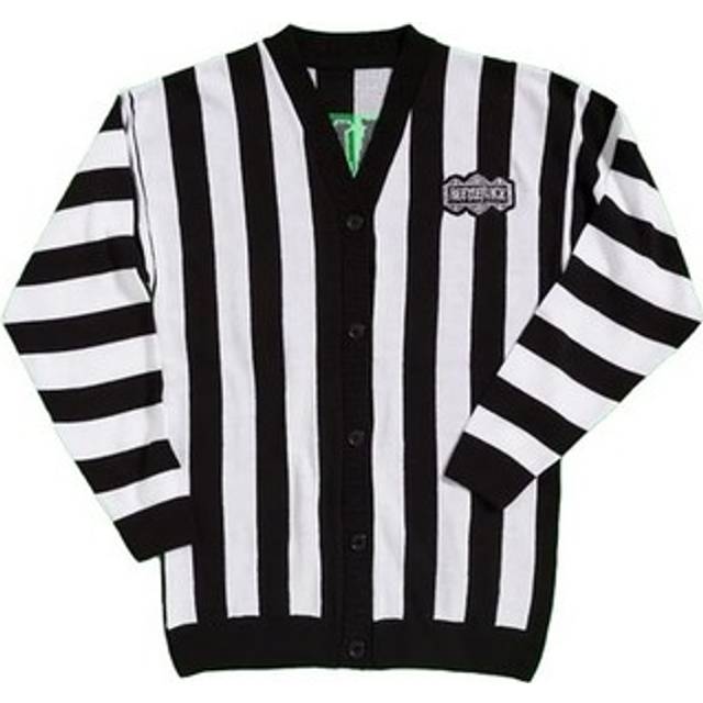 (L, Black/White) Beetlejuice Unisex Adult Stripe Oversized Cardigan