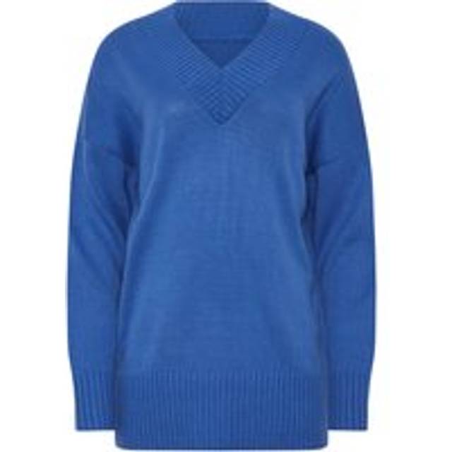 Lts Tall Cobalt Blue Knitted Vneck Jumper Size 8-10